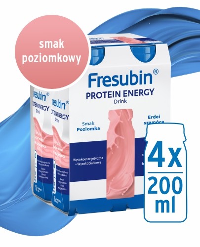 
                                                                                                      Fresubin Protein Energy DRINK, smak poziomkowy, 4x200 ml - Fresubin                                                                      